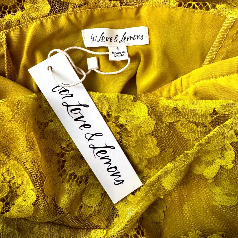 For Love & Lemons NWT Floral Lace One Shoulder Ruched Mini Dress Small - Picture 4 of 6